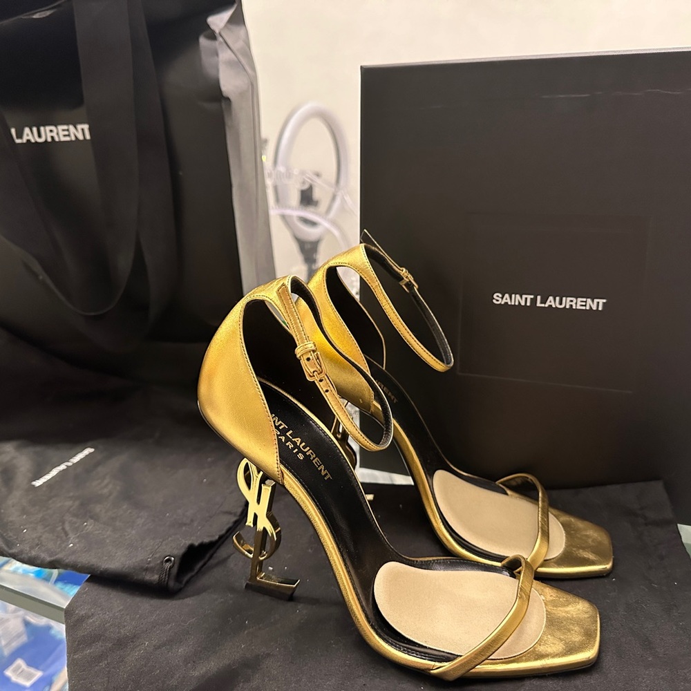 YSL Saint Laurent OPYUM GOLD Heels. Size 39 - Picture 14 of 14